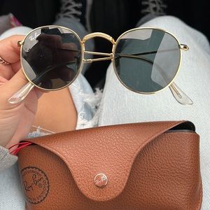 Ray Ban Classic Round Gold Metal Sunglasses Rb 3447 50/21
